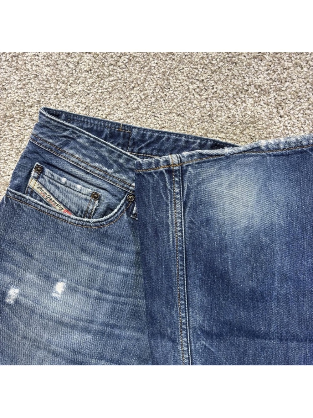 Diesel Safado Jeans Mens 36x34 Blue Medium Wash Slim Straight Denim Distressed‎